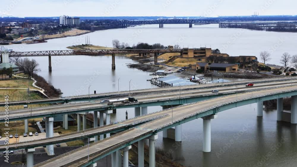 Timelapse at Bridge over Mississippi River at Memphis 4K Timelapse at Bridge over Mississippi River at Memphis 4K