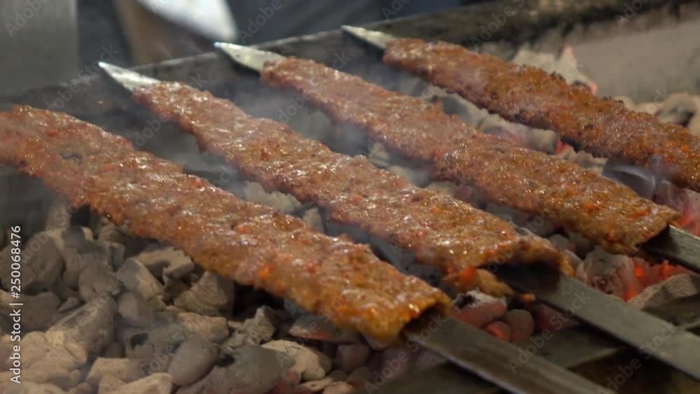 Turkish kebab barbecue grill with smoke Turkish kebab barbecue grill with smoke