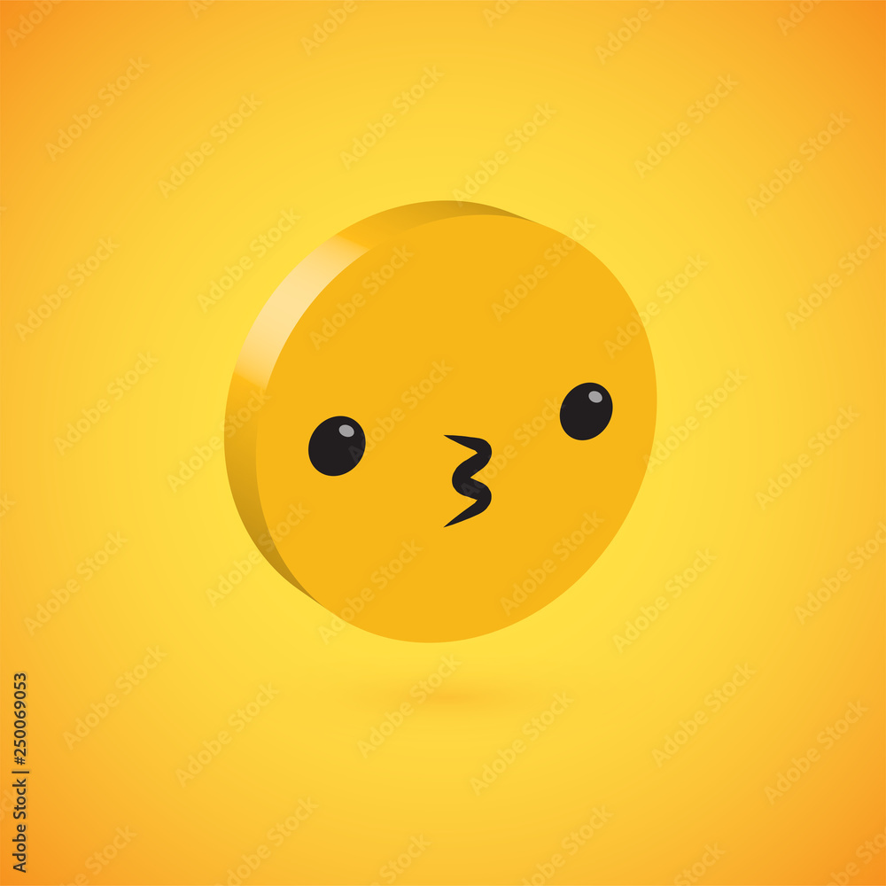 Yellow high detailed 3D disc emoticon, vector illustration Yellow high detailed 3D disc emoticon, vector illustration