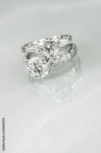 diamond ring and heart shape diamond ring