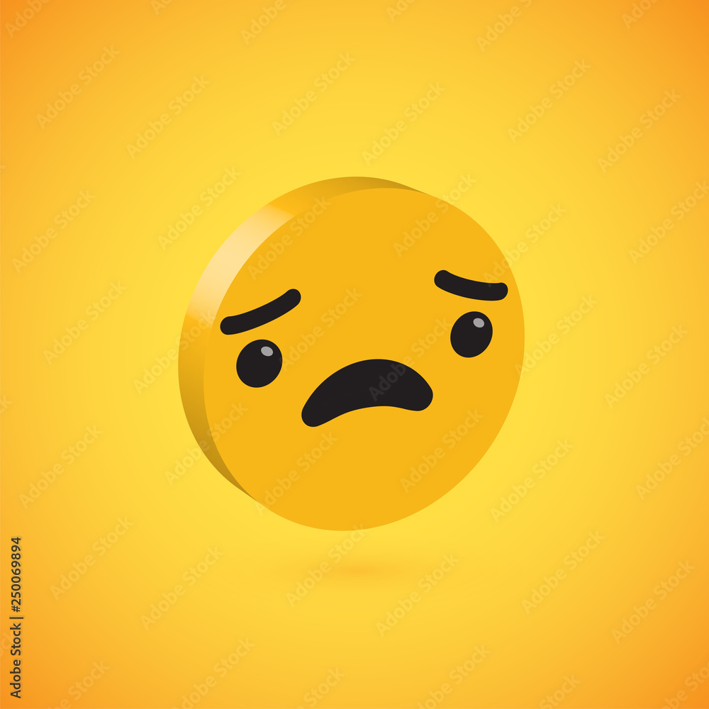 Fototapeta premium Yellow high detailed 3D disc emoticon, vector illustration