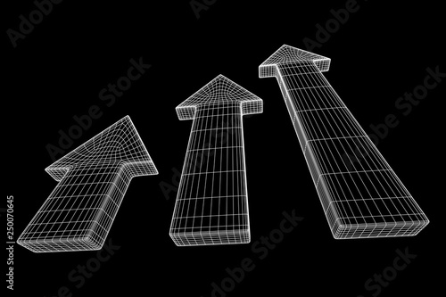 Arrow wireframe low poly mesh vector illustration