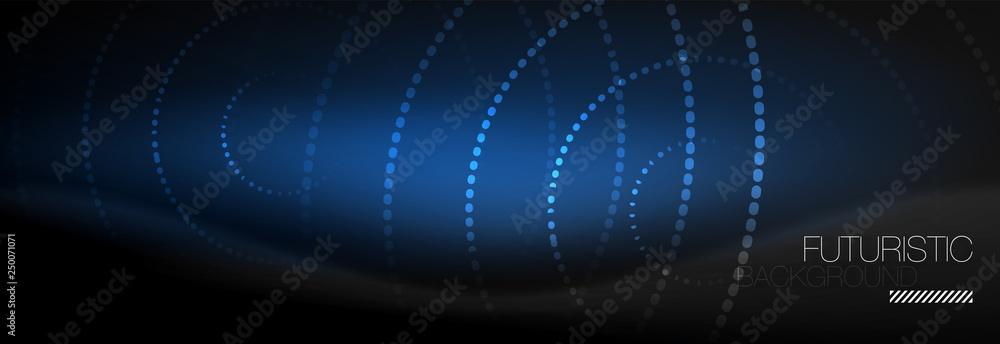 Glowing neon circle line dots, round line design, abstract style on black background. Neon abstract round circles Magic neon lights and glowing dots Glowing neon circle line dots, round line design, abstract style on black background. Neon abstract round circles Magic neon lights and glowing dots