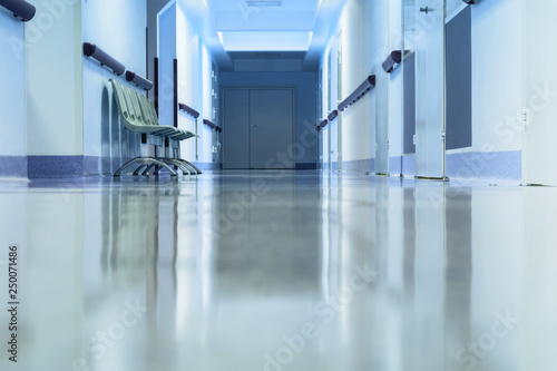 Long empty hallway in hospital