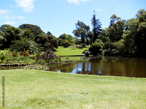 Garden with lake and trees