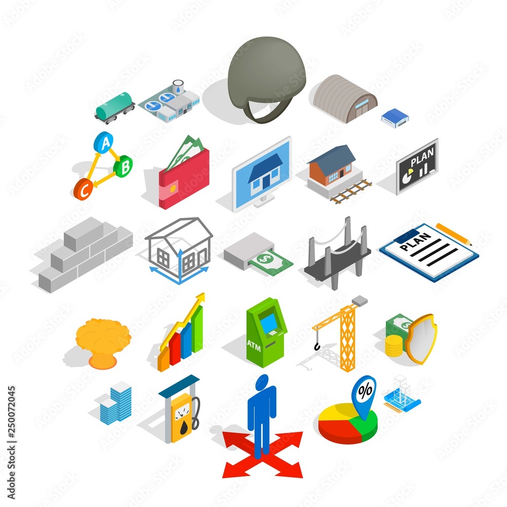 Calculation of finance icons set. Isometric set of 25 calculation of finance vector icons for web isolated on white background Calculation of finance icons set. Isometric set of 25 calculation of finance vector icons for web isolated on white background
