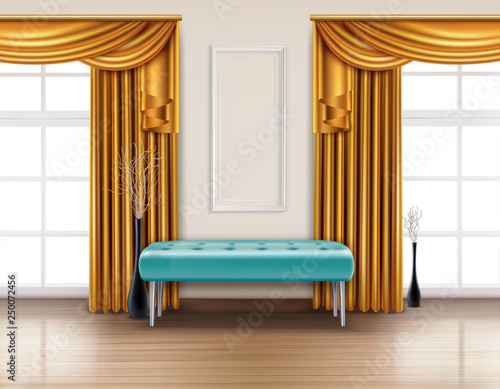 Luxury Curtains Realistic Interior Composition
