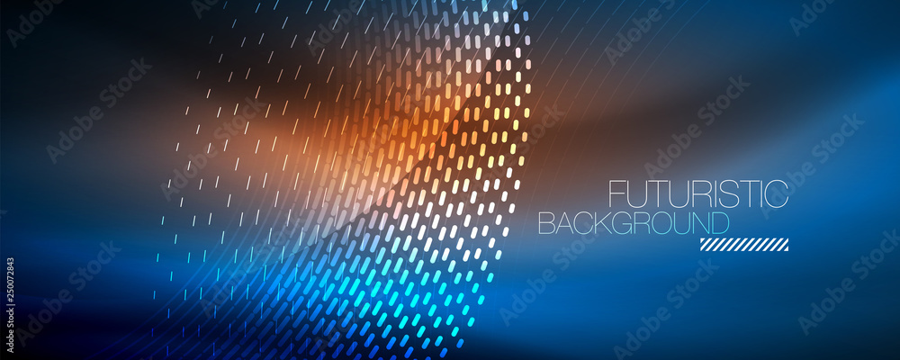 Glowing light particles in dark neon space, magic glow shiny abstract background Glowing light particles in dark neon space, magic glow shiny abstract background
