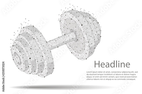 fitness club logo. Metal dumbbell isolated on white background.