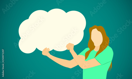 woman show sign board for text. vector illustration eps10