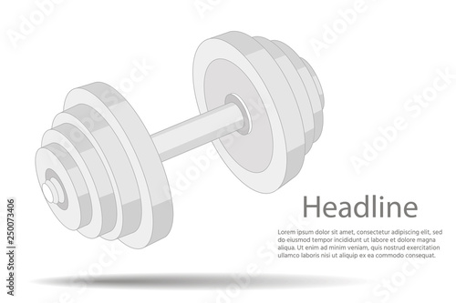 fitness club logo. Metal dumbbell isolated on white background.