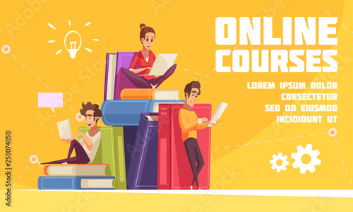 Online Courses Cartoon Advertising