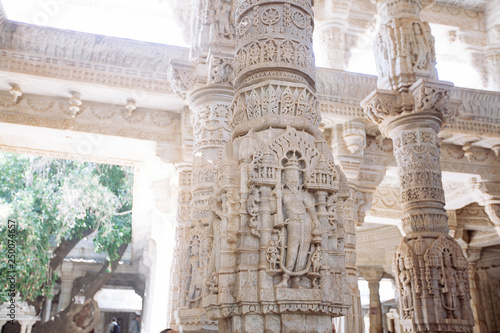 Interior of Ranakpur Temple in Rajasthan, India