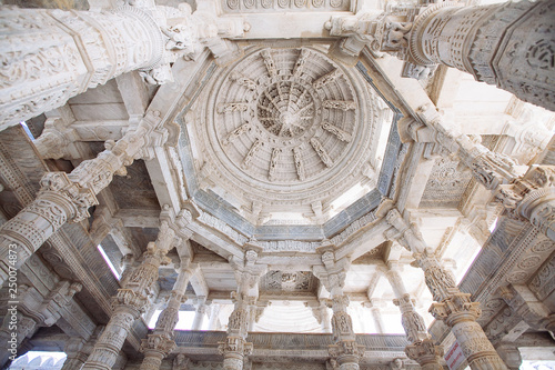 Interior of Ranakpur Temple in Rajasthan, India
