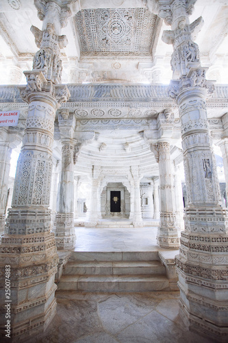 Interior of Ranakpur Temple in Rajasthan, India