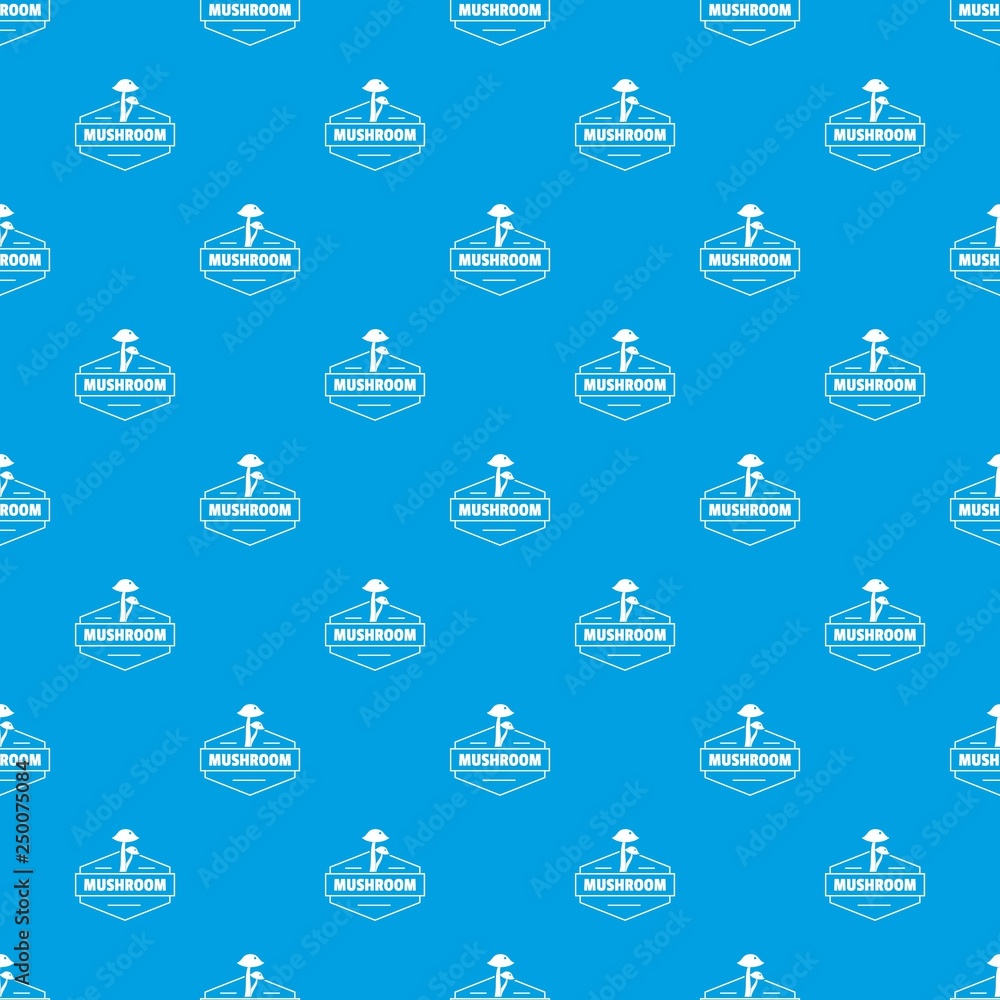Mushroom nature pattern vector seamless blue repeat for any use