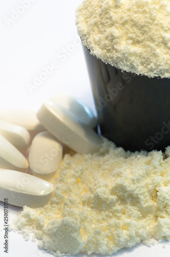 Supplement used in fitness and training. Pills, Amminoacids, Protein, Omega3 and Scoops