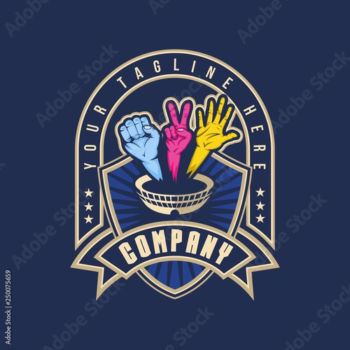 hand battle arena badge vector illustration amazing design for your company or brand