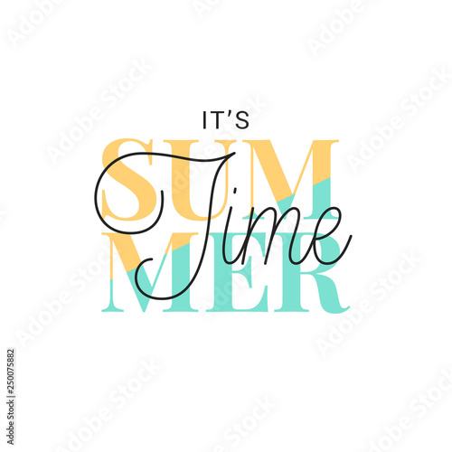 Summer time banner. Vintage lettering on white