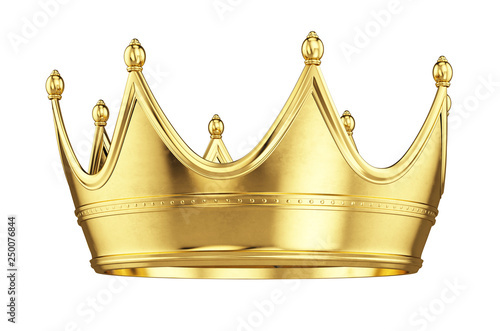 Gold crown isolated on white background - 3d rendering photo