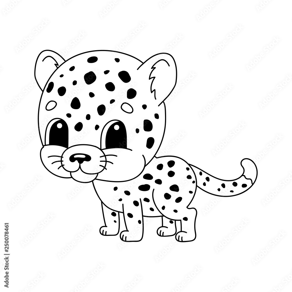 Cheetah. Coloring book for kids. Cheerful character. Vector