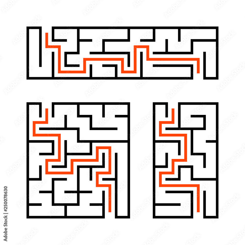 A set of mazes. Game for kids. Puzzle for children. Labyrinth conundrum. Vector illustration. A set of mazes. Game for kids. Puzzle for children. Labyrinth conundrum. Vector illustration.
