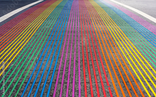 Rainbow crossroad in Castro district, San Francisco.