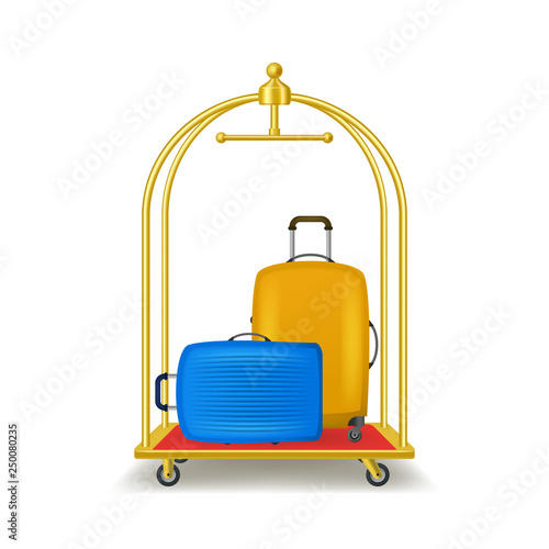 Realistic 3d Detailed Luggage Trolley Cart. Vector