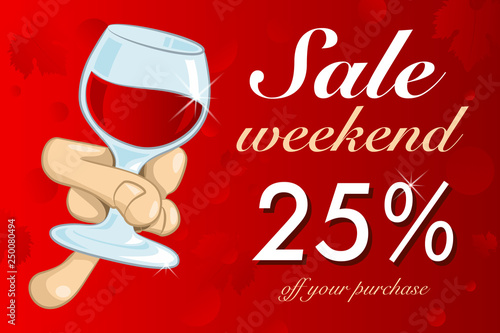 Weekend sales 25% off sign over poster vector illustration. design for store and sale, banner