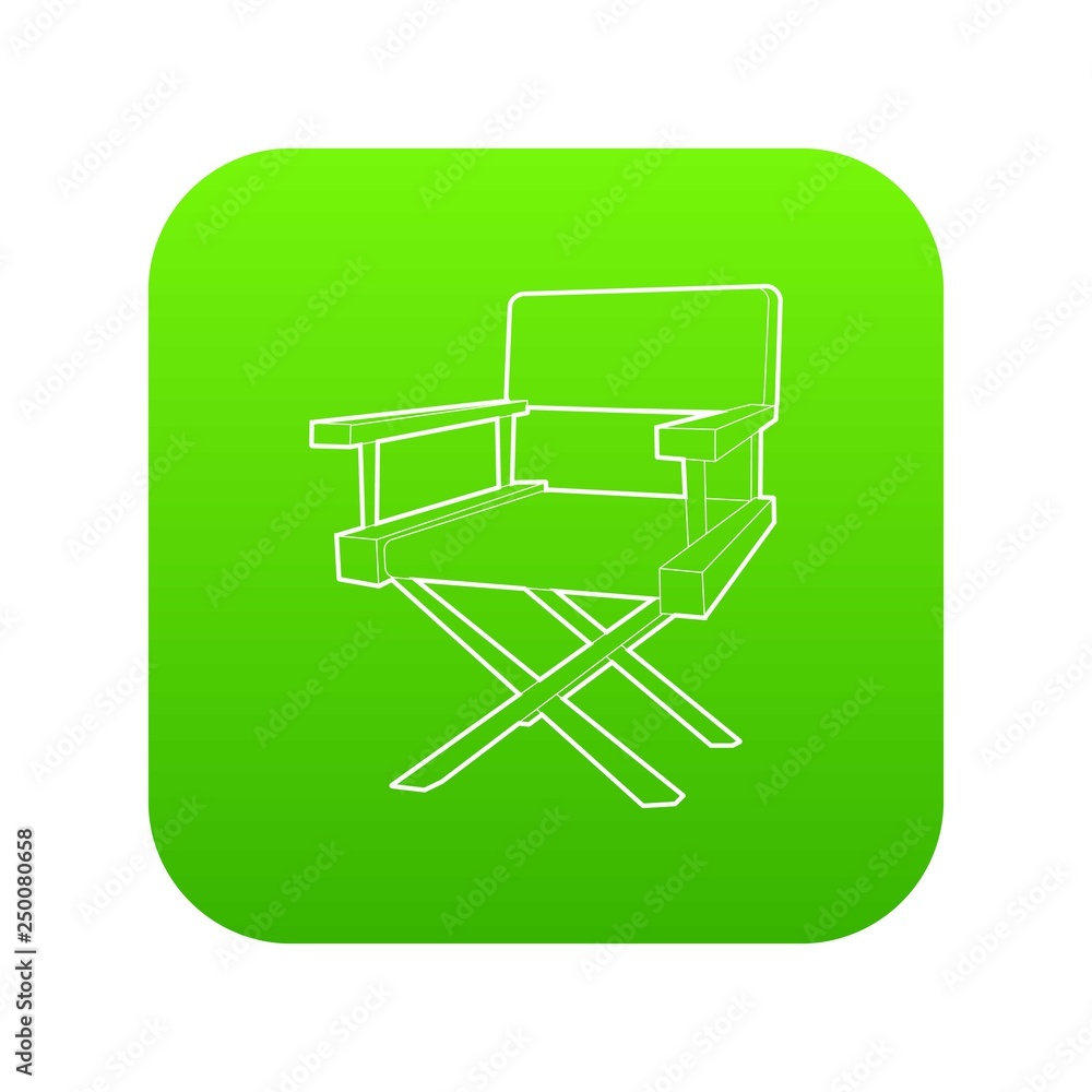 Film director chair icon green vector isolated on white background Film director chair icon green vector isolated on white background