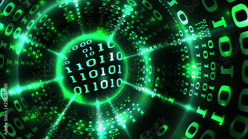 Abstract computer data background matrix binary code, data stream, abstract firewall. Hacking computer system, database, internet server with virus, malicious code. Vector illustration