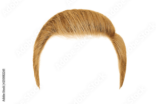 Classic men hairstyle. Blond hair isolated on white background