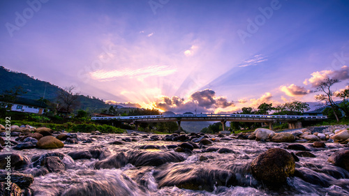 Fotografija Sunset with sky and river at Kiriwong, Nakhon si tham at Kiriwong, Nakhon Si Tha