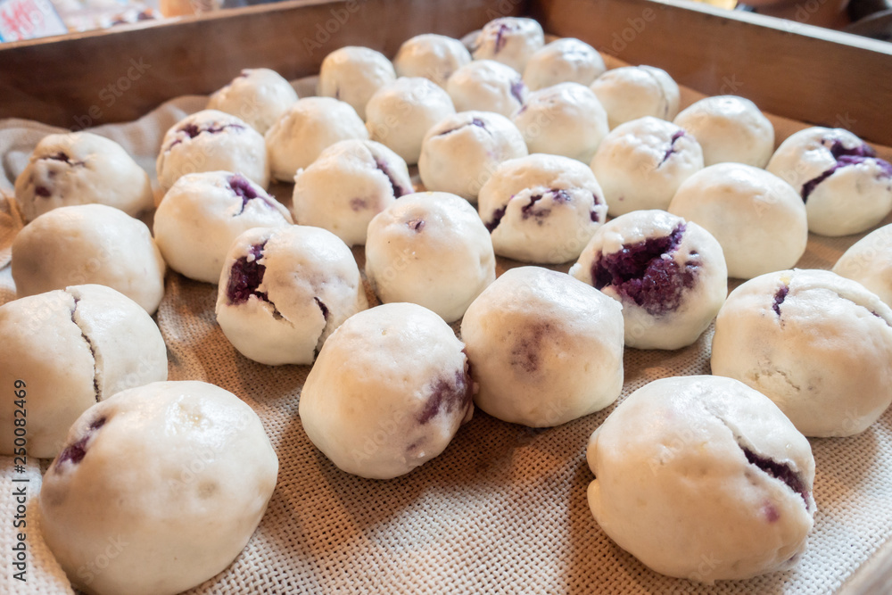 Japan Kawagoe's famous food, steamed bun with sweet potatoes filling. Japan Kawagoe's famous food, steamed bun with sweet potatoes filling.