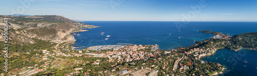 panoramic view of saint jean cap ferrat peninsula and beaulieu-sur-mer in the south of france nice