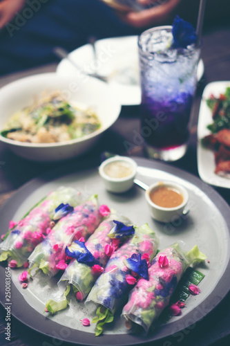 Fresh vegetable salad, frui...