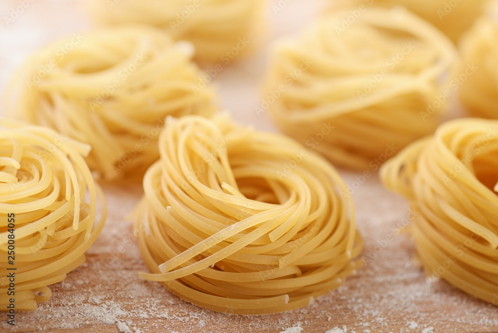 Uncooked italian egg pasta nests Uncooked italian egg pasta nests