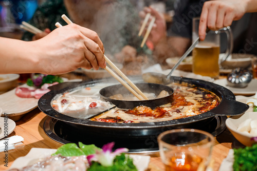 Eating at a hot pot