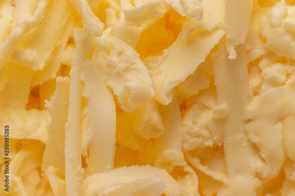 grated butter close up