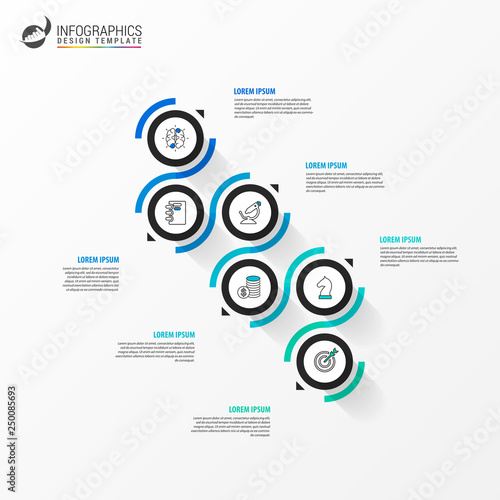 Infographic design template. Timeline concept with 6 steps