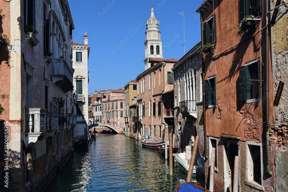 Canal and historical buildings in Venice, Italy