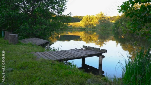 Sunrise on river in early autumn