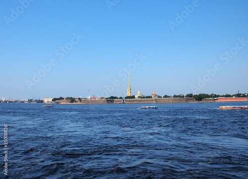 View of the Neva and Peter and Paul fortress in St. Petersburg. Russia.