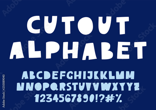 Cute cutout alphabet. High contrast poster. ABC for kids party, prints, playroom decor, stationary, cards.