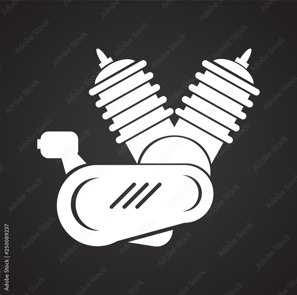 Obraz premium Motorcycle engine icon on black background for graphic and web design, Modern simple vector sign. Internet concept. Trendy symbol for website design web button or mobile app