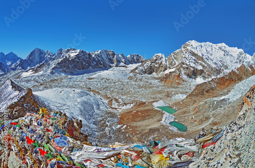 Panoramic view of himalayas from Kala Patthar, way to Everest base camp, Sagarmatha national park, Khumbu valley, Solukhumbu, Nepal Himalayas mountains