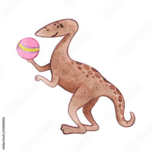 Brown dinosaurs. Picture with cartoon animals. Nice illustration for for book  stickers logo  business card or postcard.
