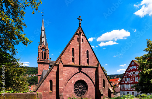 Town Square of Calw with Half-timbered houses and the city church Peter and Paul