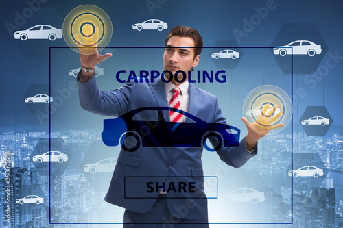 Businessman in carpooling and carsharing concept