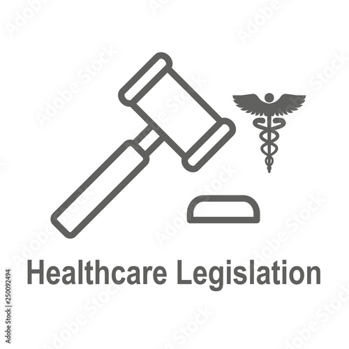 Health Laws and Legal icon set depicting various aspects of the legal system